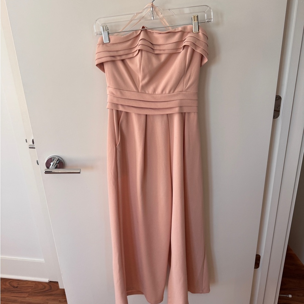 Elegant Light Pink Strapless Jumpsuit